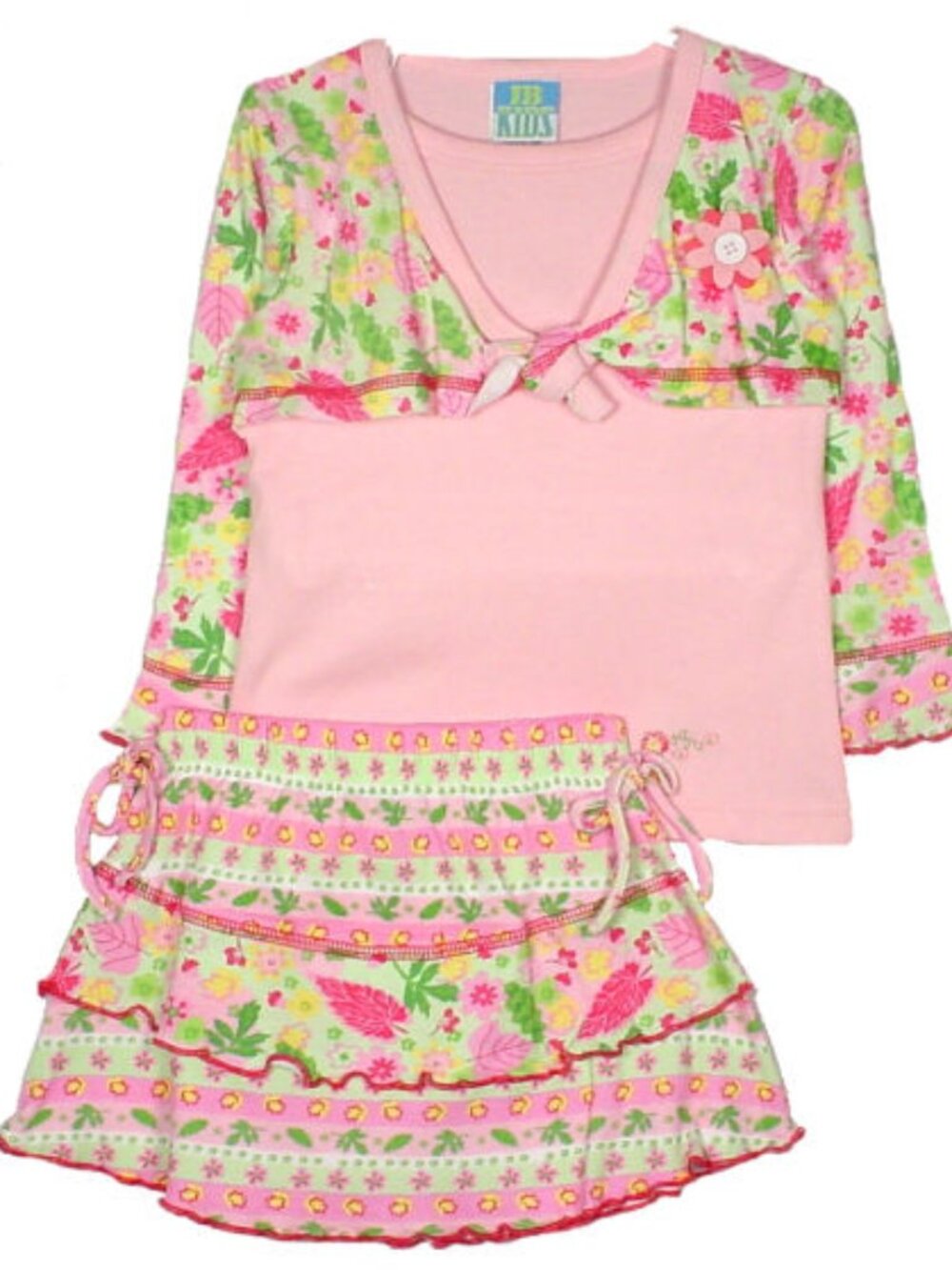 JB Kids - Girl's 2-Pc Floral Skirt and Shrug Set